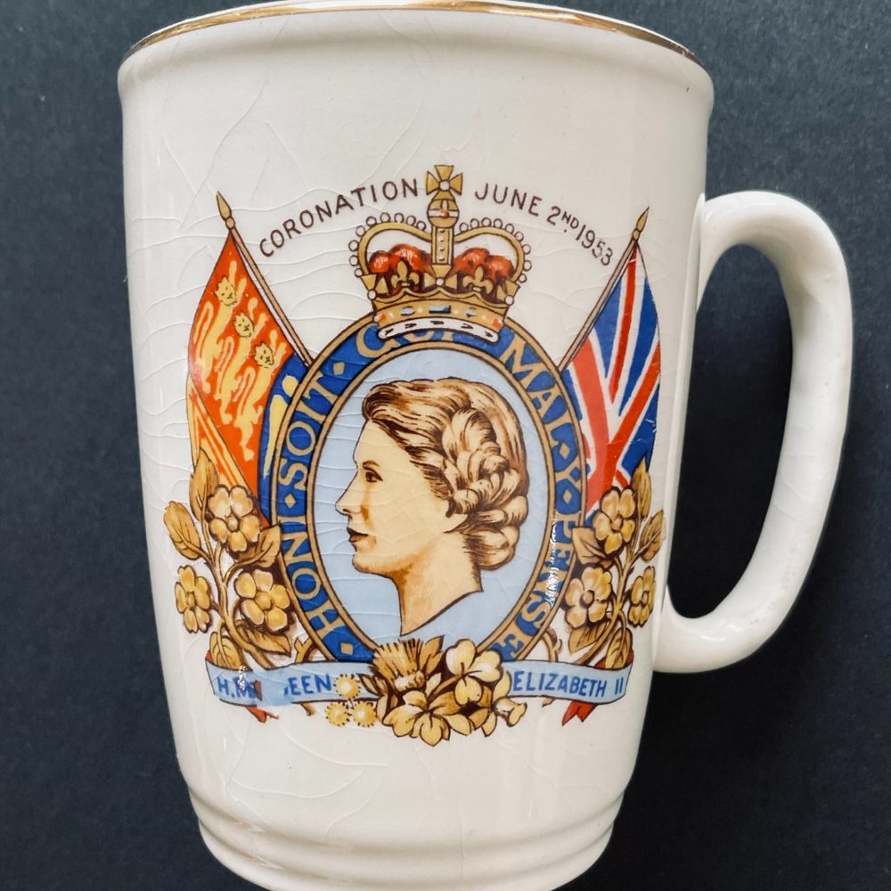 VINTAGE & Rare "Queen Elizabeth II" Coronation Mug June 2, 1953